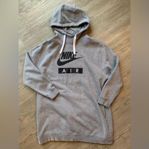 Nike Air Oversized Hoodie Sweatshirt Gray Logo Pullover Athleisure Streetwear